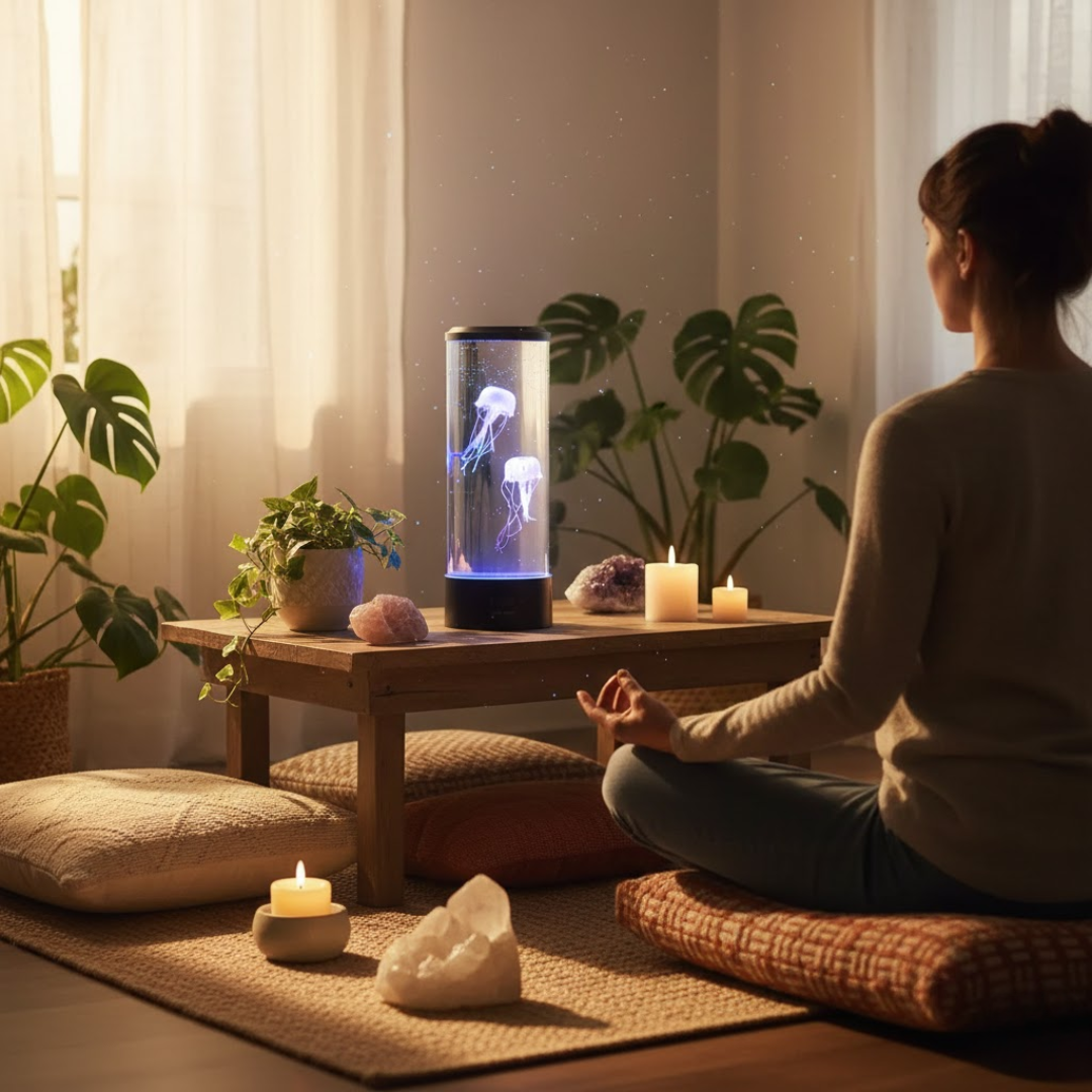Jellyfish Lamp with Color-Changing LED Light and Touch Control