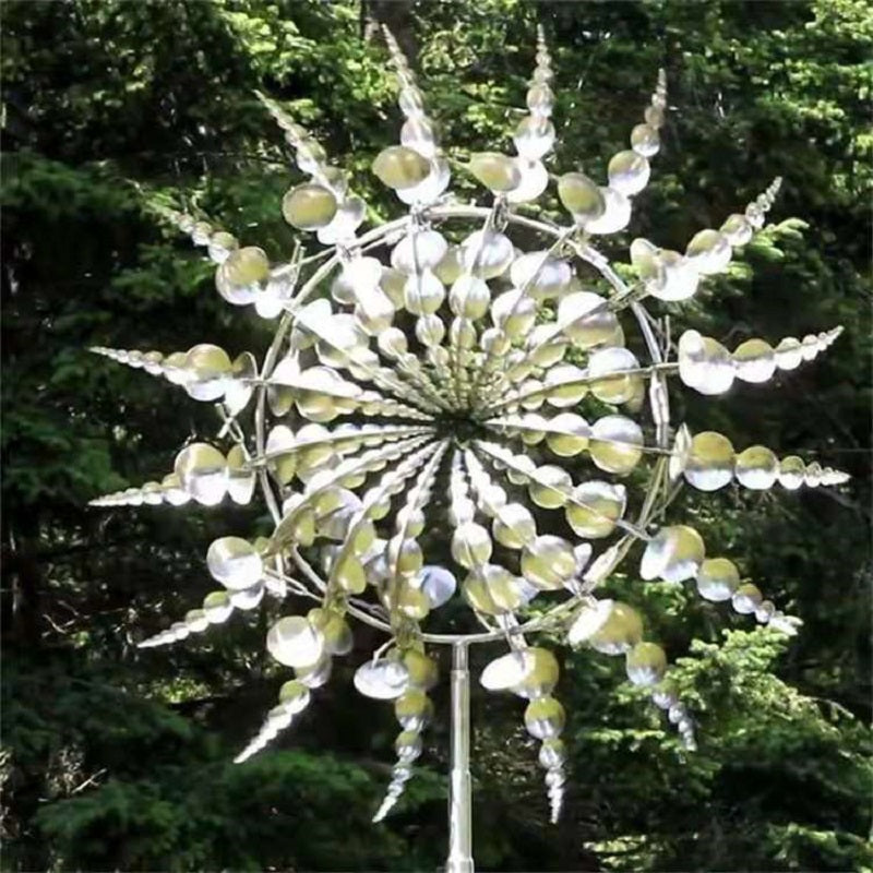 Kinetic Wind Spinner with 18 Blades and Ground Stake
