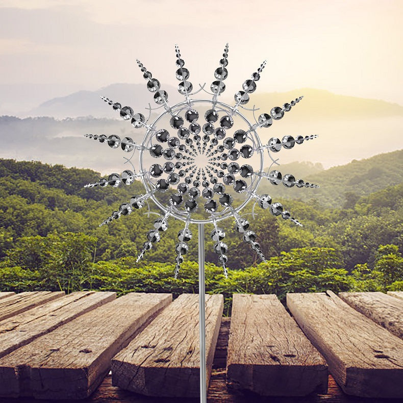Kinetic Wind Spinner with 18 Blades and Ground Stake