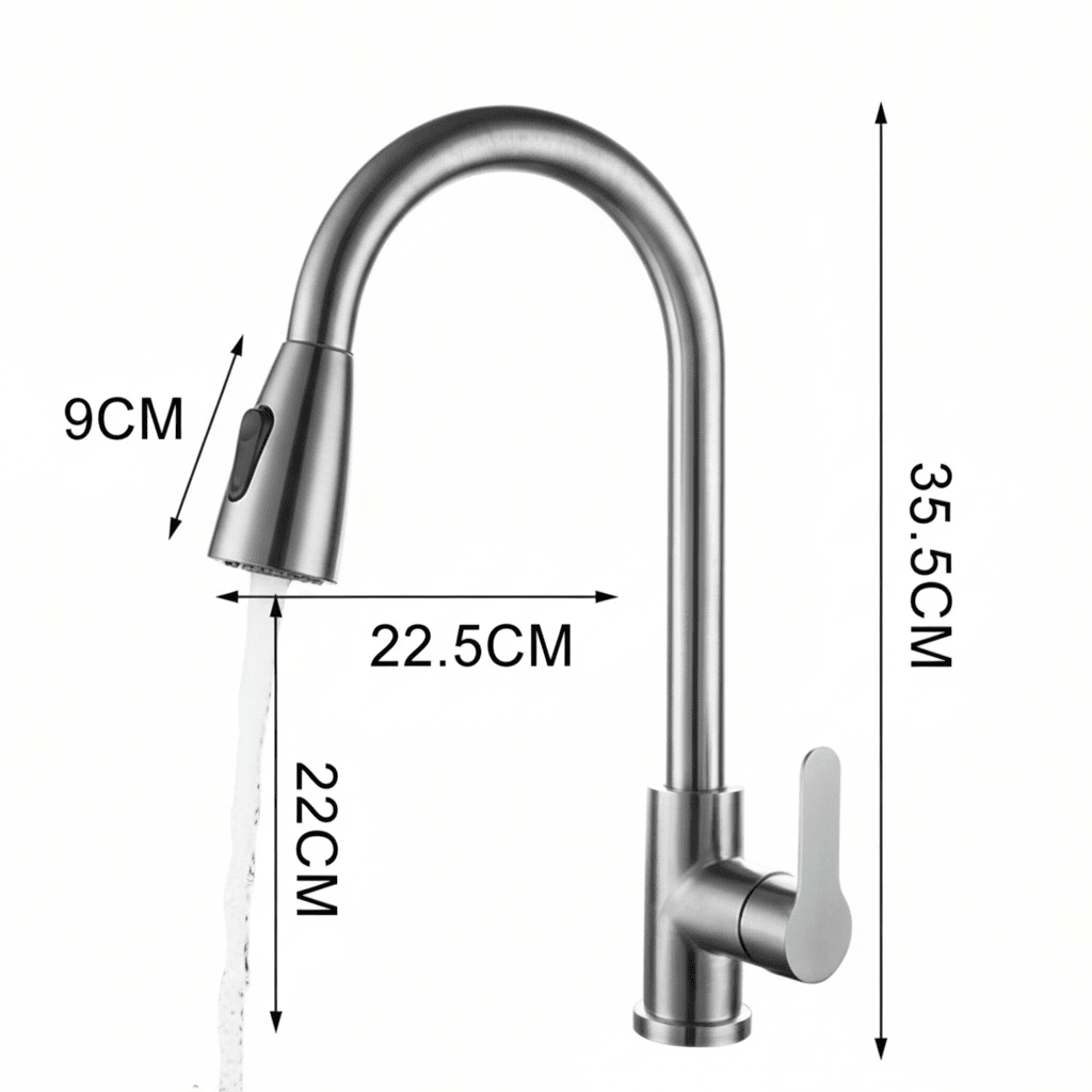 Kitchen Faucet with Pull-Out Spray Head and 360° Swivel