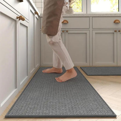 Kitchen Mat Set Anti-Slip Woven Runner for Kitchen with Textured Surface, Set of 2