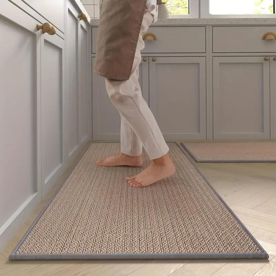 Kitchen Mat Set Anti-Slip Woven Runner for Kitchen with Textured Surface, Set of 2