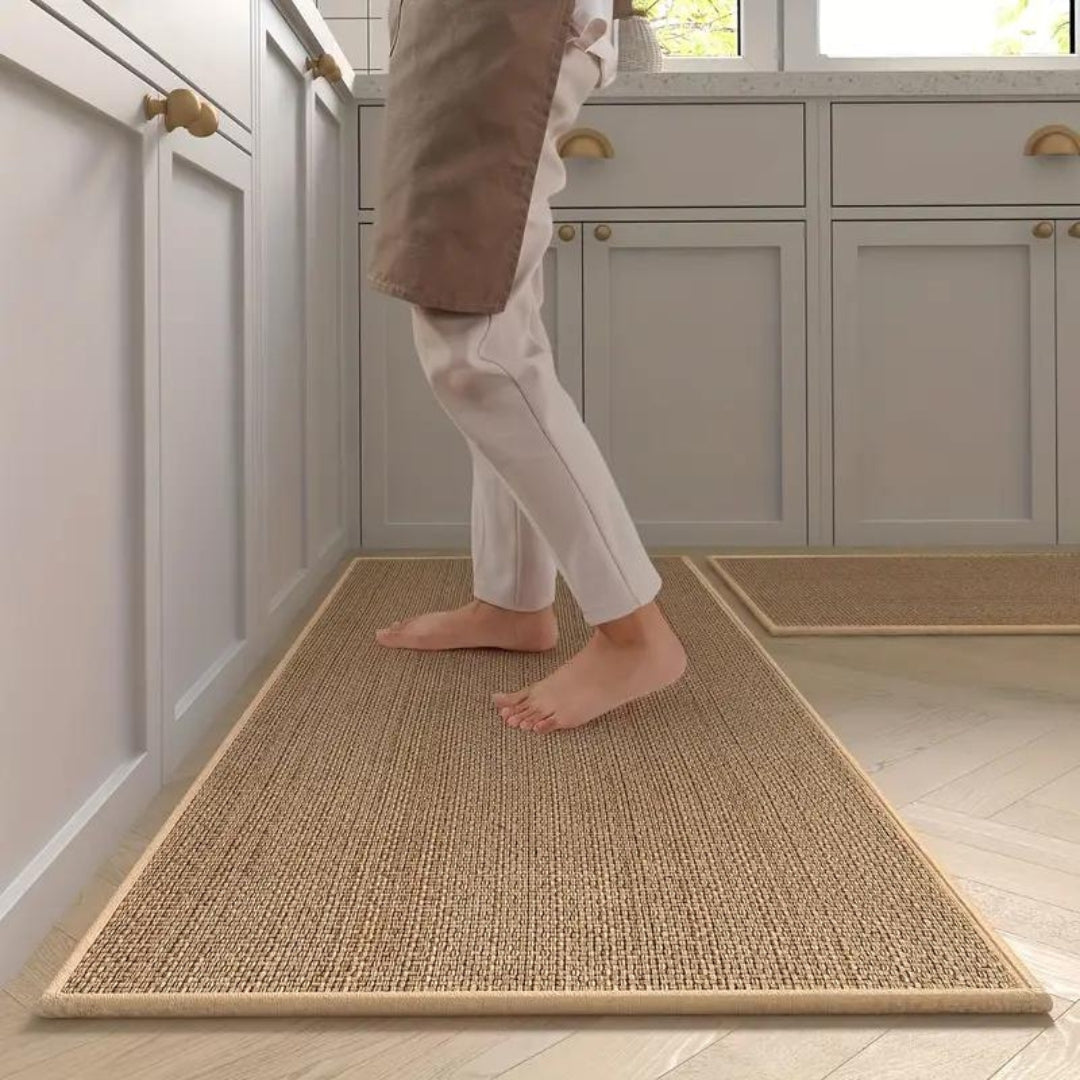 Kitchen Mat Set Anti-Slip Woven Runner for Kitchen with Textured Surface, Set of 2