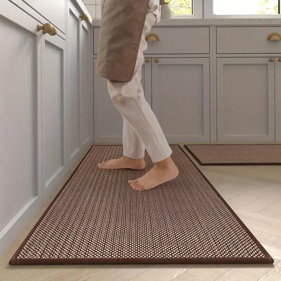 Kitchen Mat Set Anti-Slip Woven Runner for Kitchen with Textured Surface, Set of 2