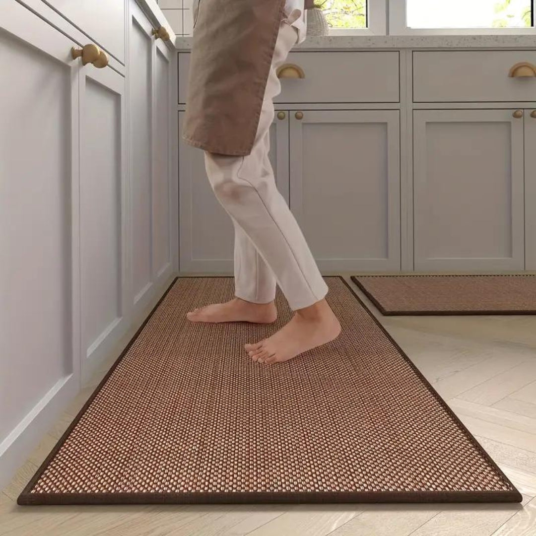 Kitchen Mat Set Anti-Slip Woven Runner for Kitchen with Textured Surface, Set of 2