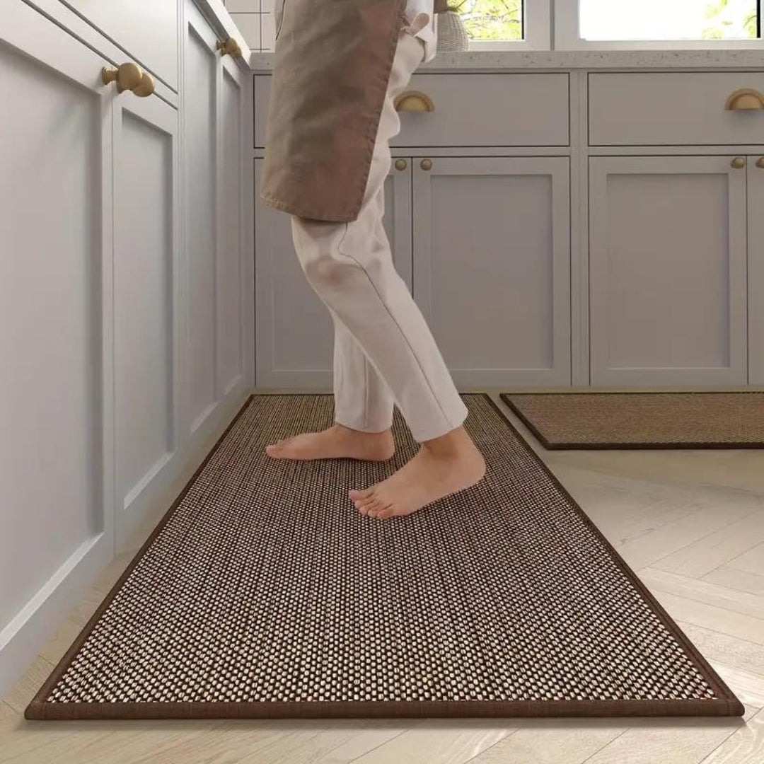 Kitchen Mat Set Anti-Slip Woven Runner for Kitchen with Textured Surface, Set of 2