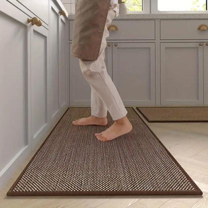 Kitchen Mat Set Anti-Slip Woven Runner for Kitchen with Textured Surface, Set of 2