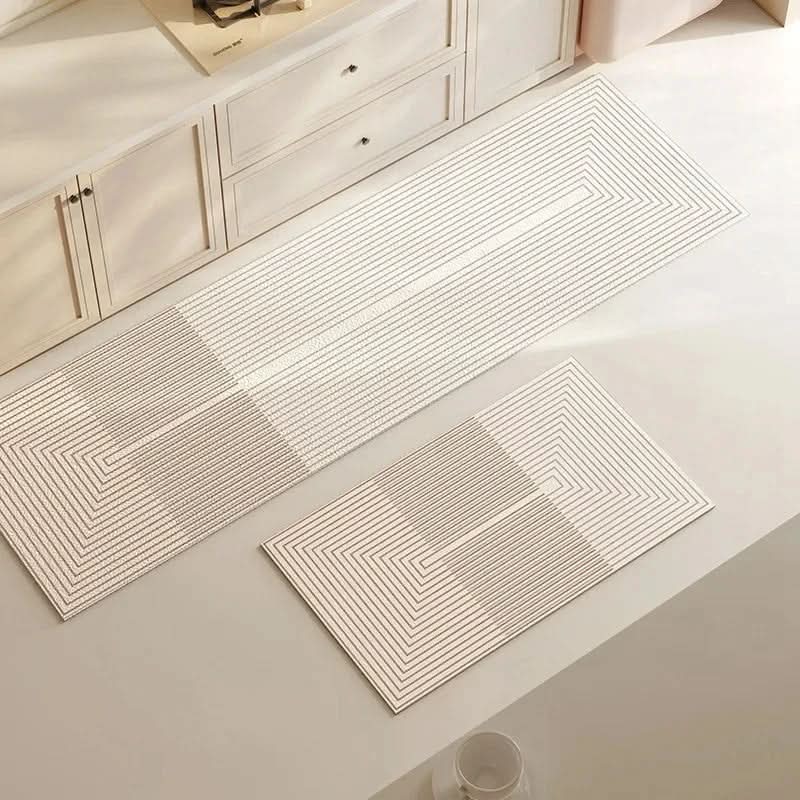 Kitchen Runner Rug Set Anti-Slip with Modern Stripe and Geometric Pattern