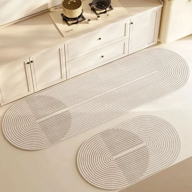 Kitchen Runner Rug Set Anti-Slip with Modern Stripe and Geometric Pattern