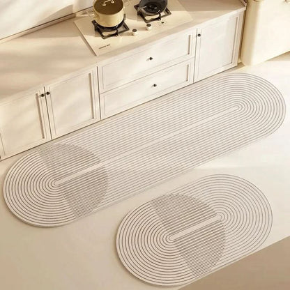 Kitchen Runner Rug Set Anti-Slip with Modern Stripe and Geometric Pattern