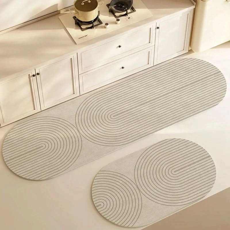 Kitchen Runner Rug Set Anti-Slip with Modern Stripe and Geometric Pattern