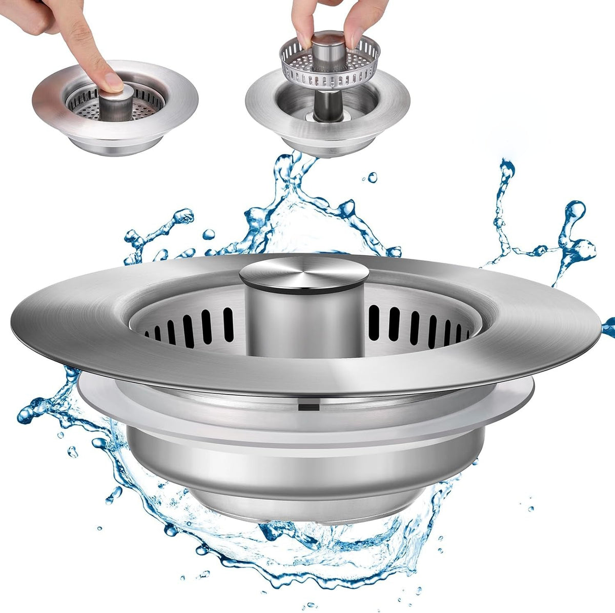 Kitchen Sink Strainer with Pop-Up Drain Stopper