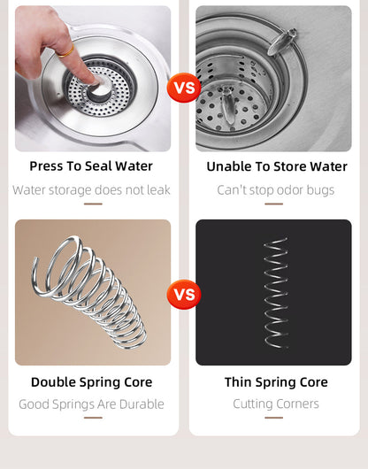 Kitchen Sink Strainer with Pop-Up Drain Stopper