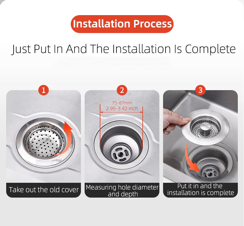 Kitchen Sink Strainer with Pop-Up Drain Stopper