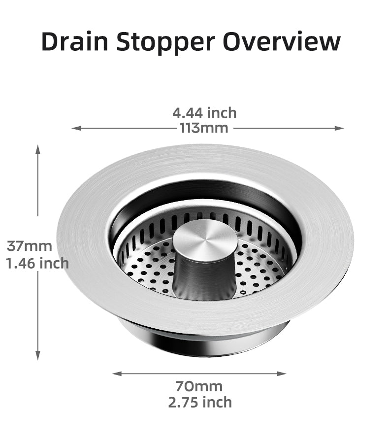 Kitchen Sink Strainer with Pop-Up Drain Stopper