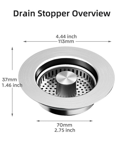 Kitchen Sink Strainer with Pop-Up Drain Stopper