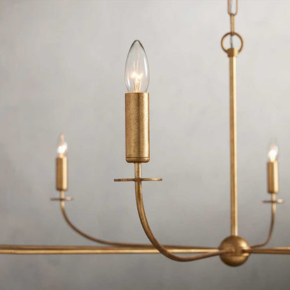 Large Candle Chandelier Art Deco Style with Curved Arms and Chain Suspension