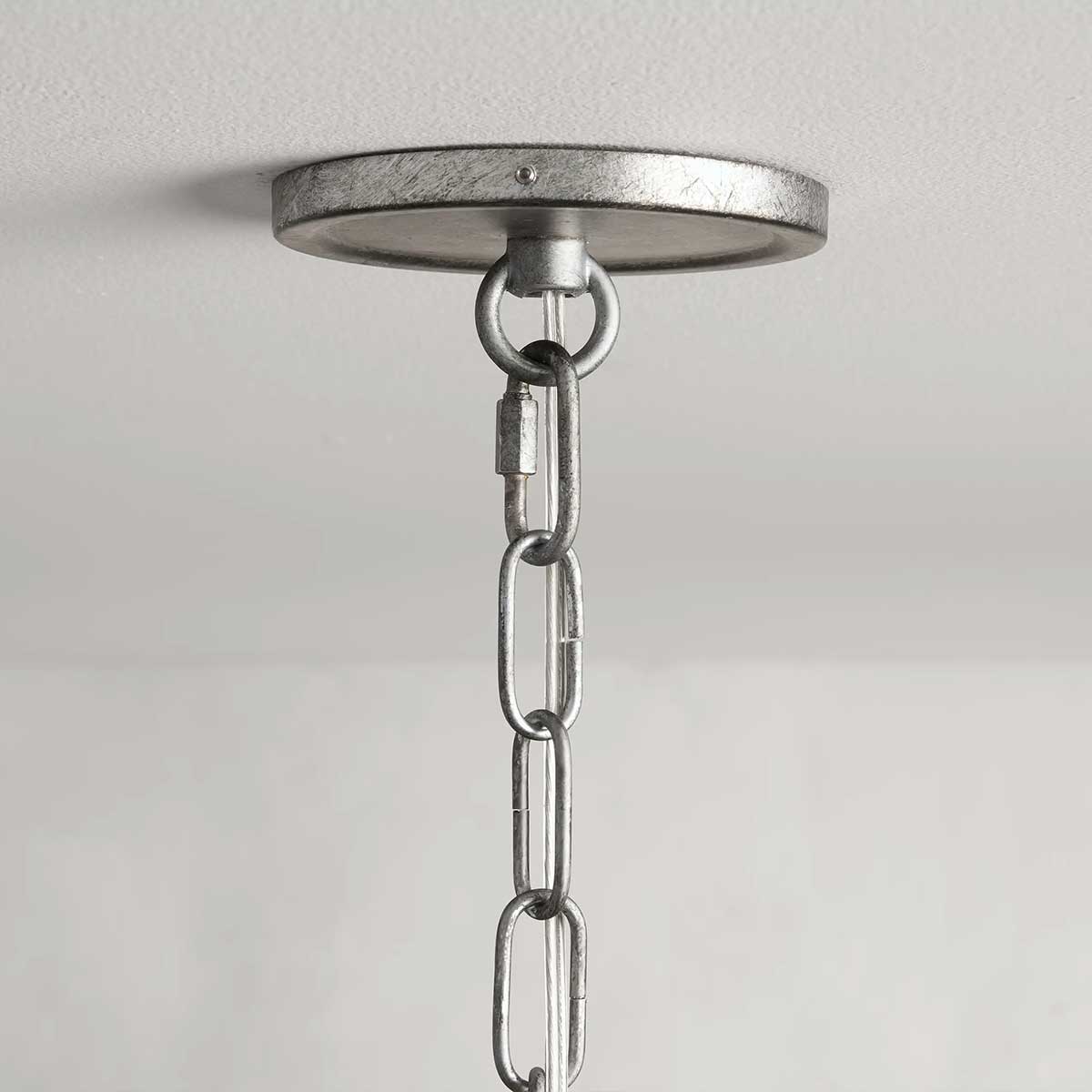Large Candle Chandelier Art Deco Style with Curved Arms and Chain Suspension