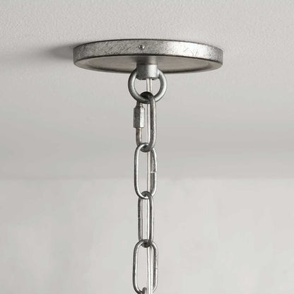 Large Candle Chandelier Art Deco Style with Curved Arms and Chain Suspension