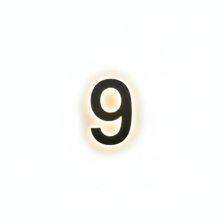 LED Backlit House Number Sign for Outdoor Use with Warm White Glow