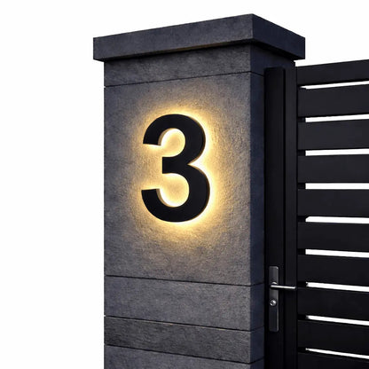 LED Backlit House Number Sign for Outdoor Use with Warm White Glow