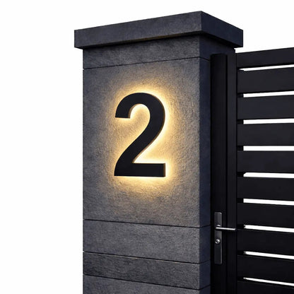 LED Backlit House Number Sign for Outdoor Use with Warm White Glow