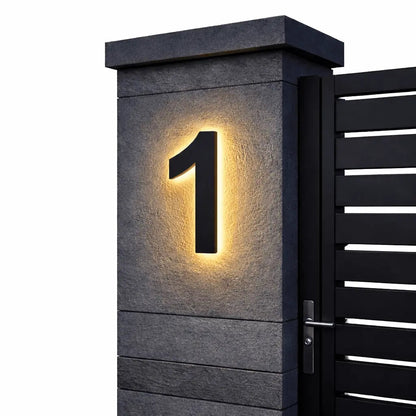 LED Backlit House Number Sign for Outdoor Use with Warm White Glow