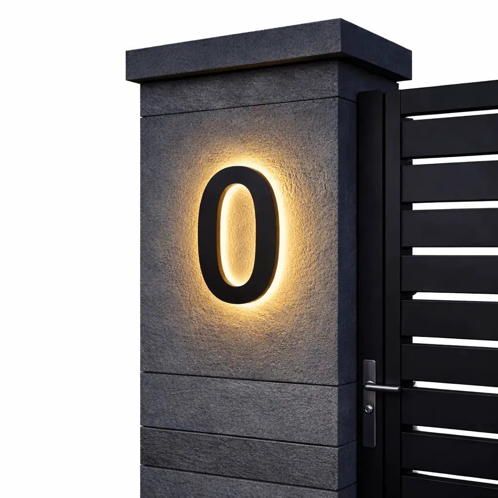 LED Backlit House Number Sign for Outdoor Use with Warm White Glow