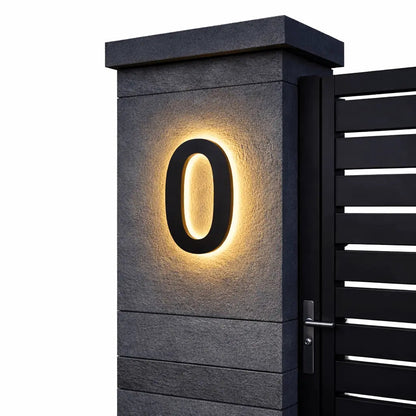 LED Backlit House Number Sign for Outdoor Use with Warm White Glow