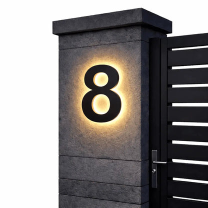 LED Backlit House Number Sign for Outdoor Use with Warm White Glow
