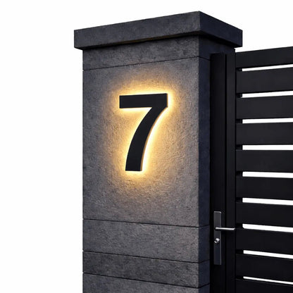 LED Backlit House Number Sign for Outdoor Use with Warm White Glow