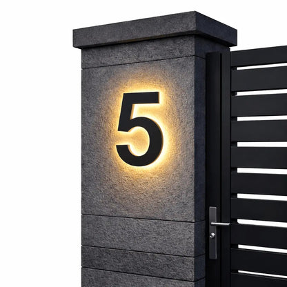 LED Backlit House Number Sign for Outdoor Use with Warm White Glow