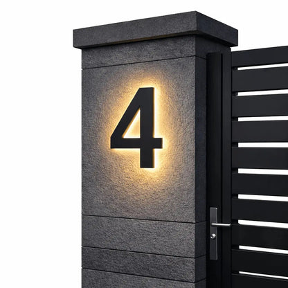 LED Backlit House Number Sign for Outdoor Use with Warm White Glow