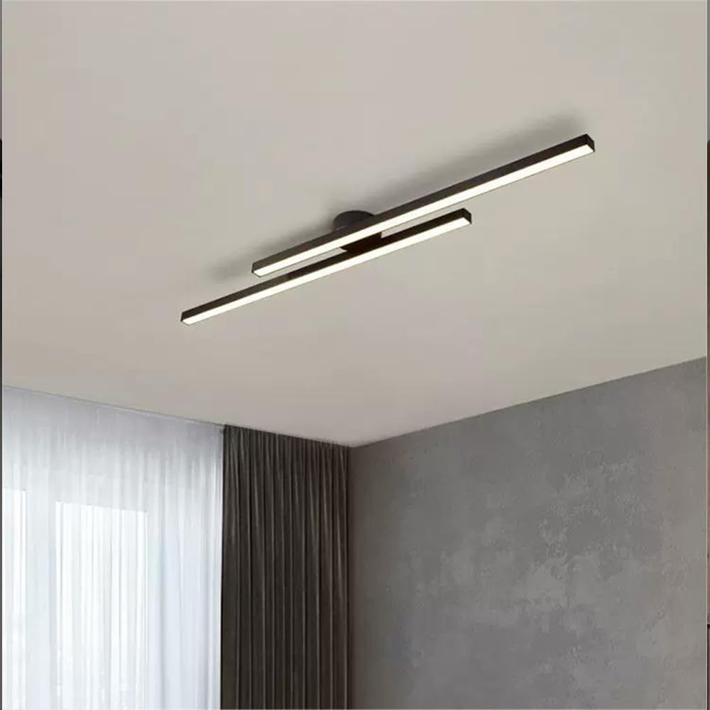 LED Ceiling Light Minimalist Double Bar Semi-Flush Mount with Integrated LED