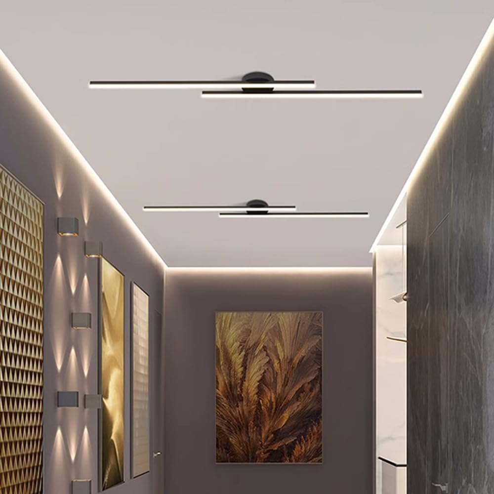 LED Ceiling Light Minimalist Double Bar Semi-Flush Mount with Integrated LED