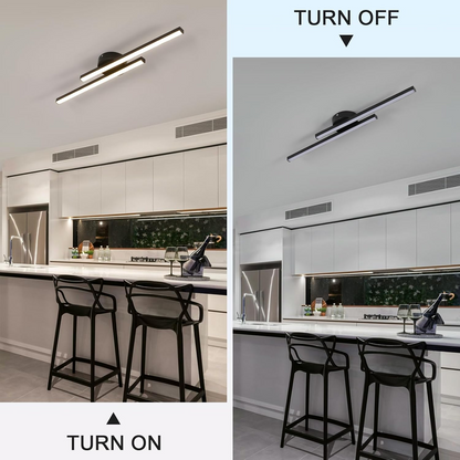 LED Ceiling Light Minimalist Double Bar Semi-Flush Mount with Integrated LED