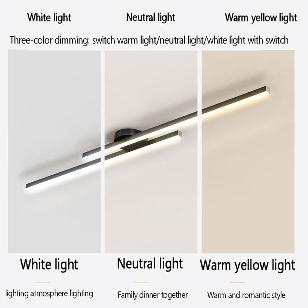 LED Ceiling Light Minimalist Double Bar Semi-Flush Mount with Integrated LED
