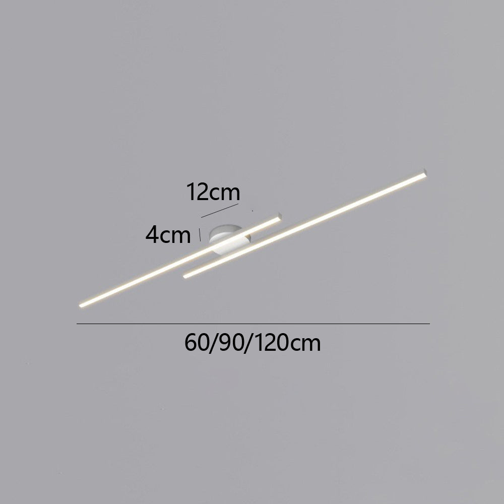 LED Ceiling Light Minimalist Double Bar Semi-Flush Mount with Integrated LED