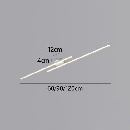 LED Ceiling Light Minimalist Double Bar Semi-Flush Mount with Integrated LED