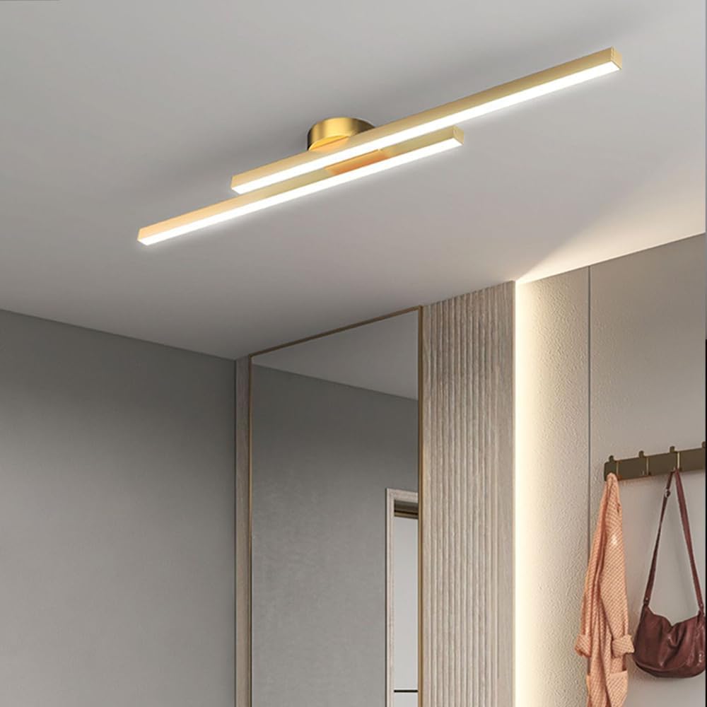 LED Ceiling Light Minimalist Double Bar Semi-Flush Mount with Integrated LED