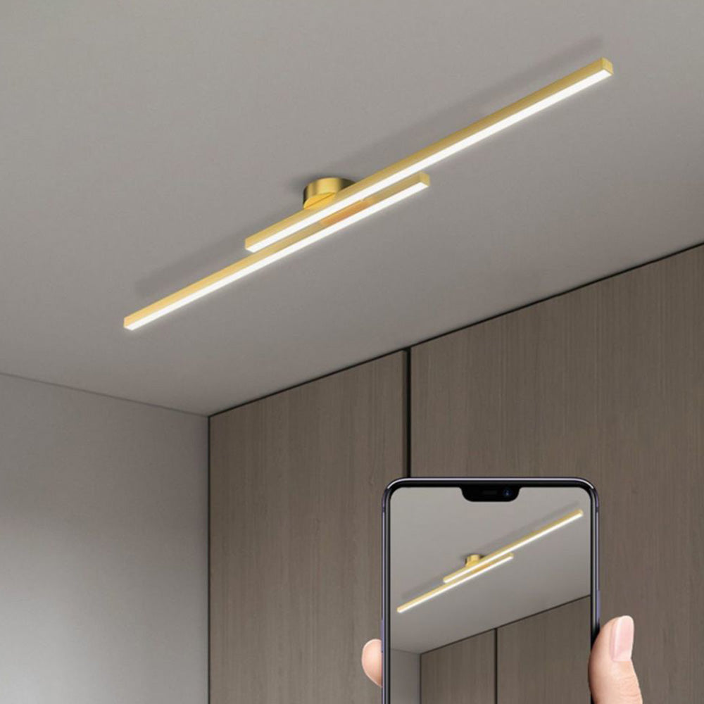 LED Ceiling Light Minimalist Double Bar Semi-Flush Mount with Integrated LED