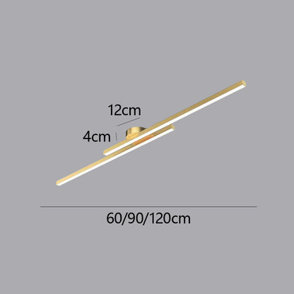 LED Ceiling Light Minimalist Double Bar Semi-Flush Mount with Integrated LED