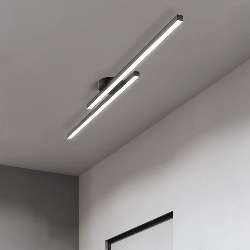 LED Ceiling Light Minimalist Double Bar Semi-Flush Mount with Integrated LED