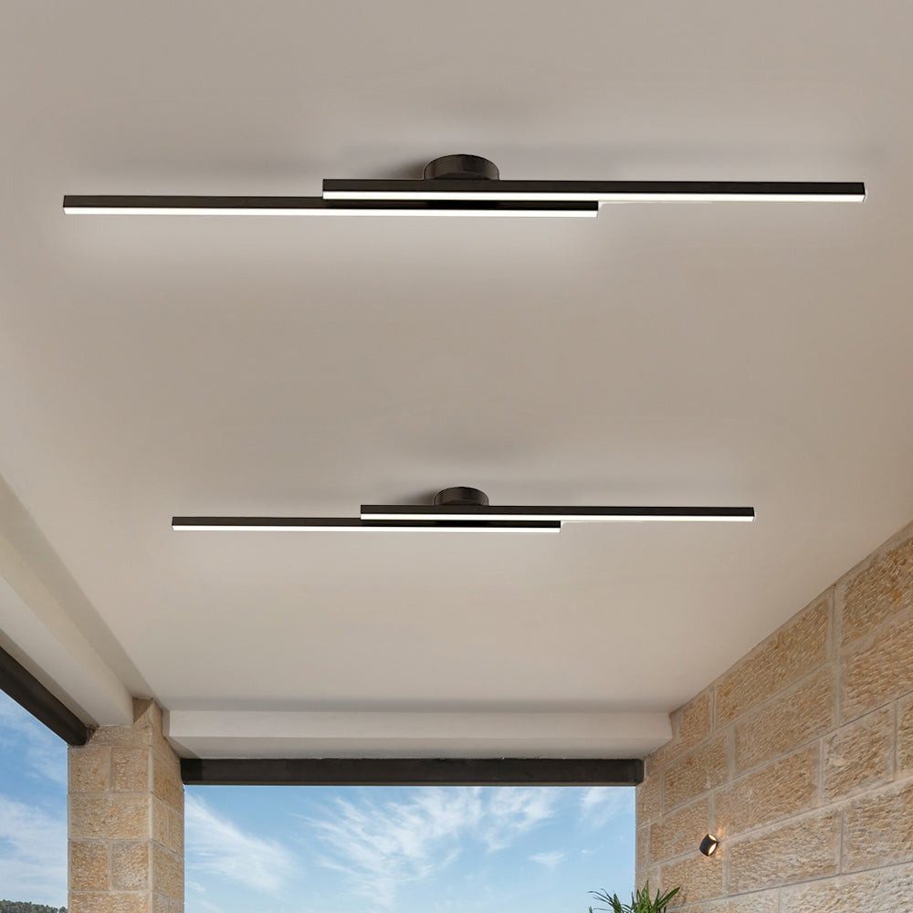 LED Ceiling Light Minimalist Double Bar Semi-Flush Mount with Integrated LED