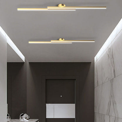 LED Ceiling Light Minimalist Double Bar Semi-Flush Mount with Integrated LED