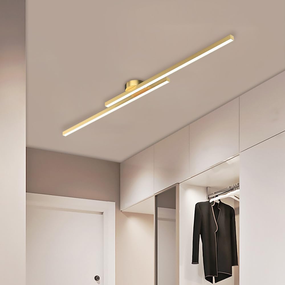 LED Ceiling Light Minimalist Double Bar Semi-Flush Mount with Integrated LED