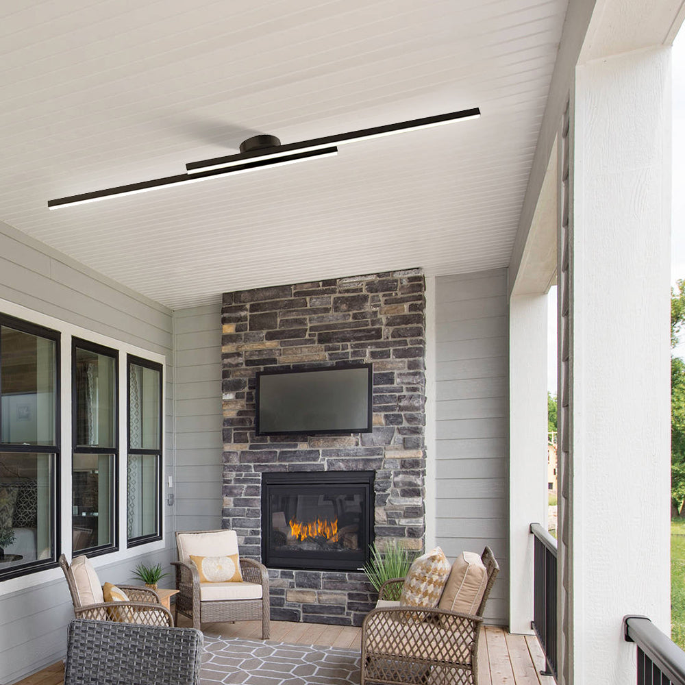 LED Ceiling Light Minimalist Double Bar Semi-Flush Mount with Integrated LED