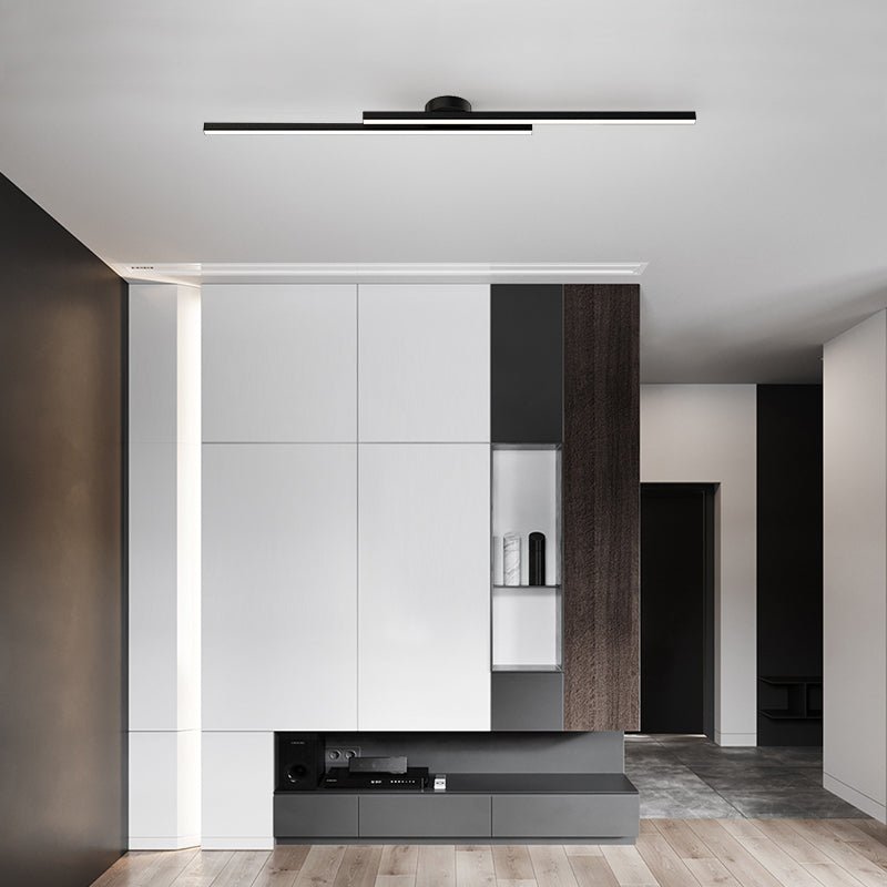 LED Ceiling Light Minimalist Double Bar Semi-Flush Mount with Integrated LED