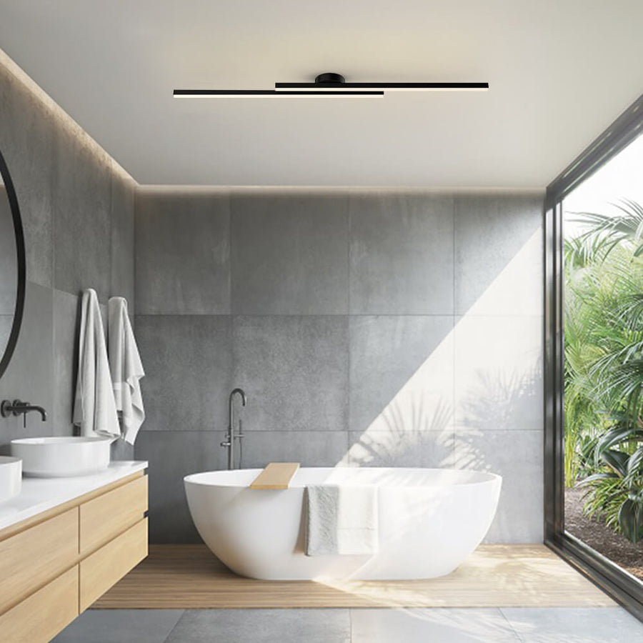 LED Ceiling Light Minimalist Double Bar Semi-Flush Mount with Integrated LED