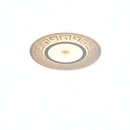 LED Ceiling Light Modern Art Deco with Greek Key Pattern Round Flush Mount